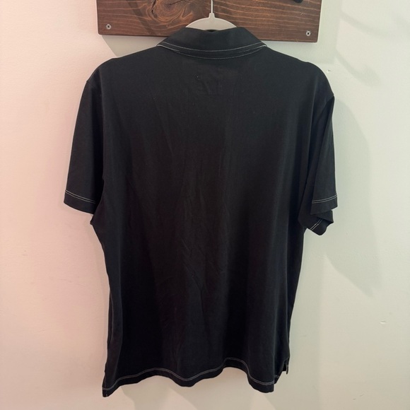 Billy Reid Men’s Pensacola Polo Black with Contrast White Stitching Large - Picture 4 of 4
